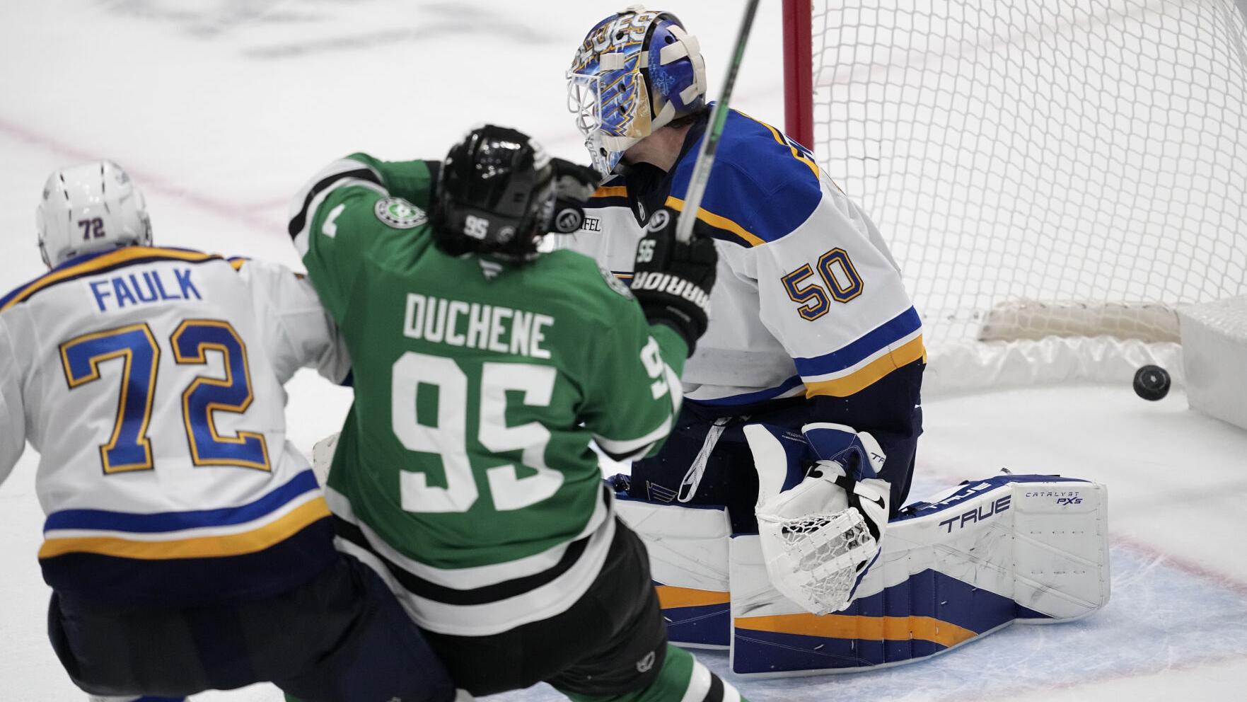 How did filching a big point on the road against Stars become a huge letdown for Blues?